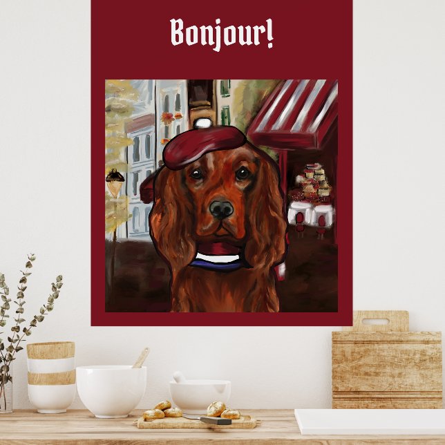 Affiche Setter Rouge Irlandais Carte Postale (Cuisine)