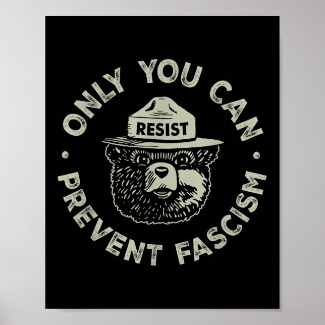 Affiche Seulement vous pouvez empêcher le fascisme ours ré (Devant)