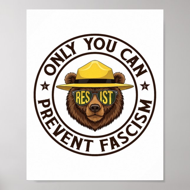 Affiche Seulement vous pouvez empêcher le fascisme ours ré (Devant)
