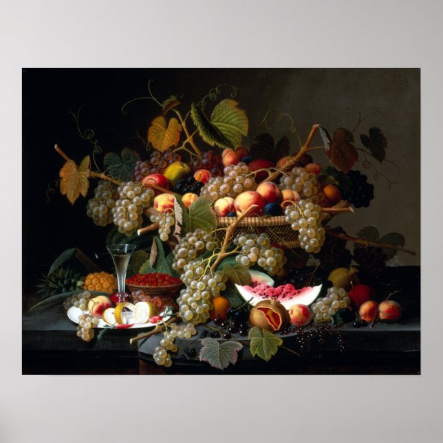 Affiche Severin Roesen Still Life with Fruit (Devant)