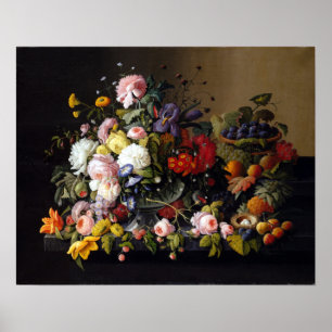 Affiche Severin Roesen Vie morte, Fleurs et Fruits