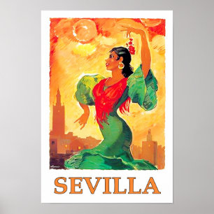 Affiche Sevilla Spain vintage travel