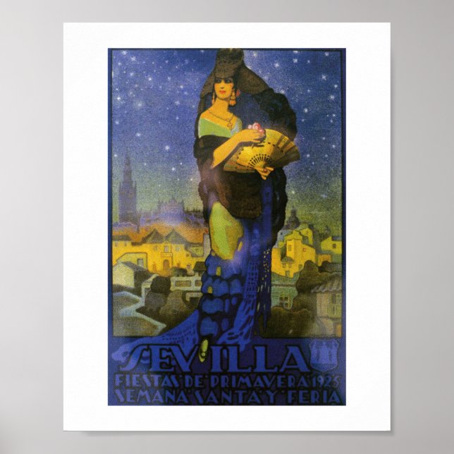 Affiche Séville Espagne 1925 Danseuse flamenco (Devant)