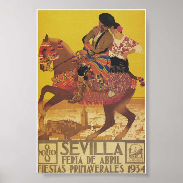 Affiche Séville Espagne 1934 Avril Fair Vintage voyage (Devant)
