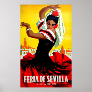 Affiche Seville festival, Spanish dancer, woman, tradition