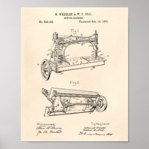 Affiche Sewing Machine 1885 Patent Art - Old Peper