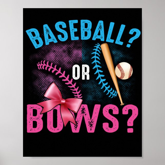 Affiche Sexe Révéler Baseball Ou Bows Rose BLue Citation (Devant)