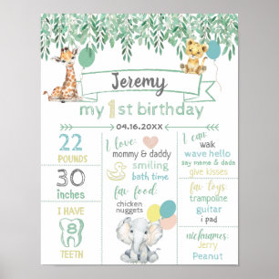 Affiche Sexe Safari Neutre 1er Anniversaire Baby Facts SIG