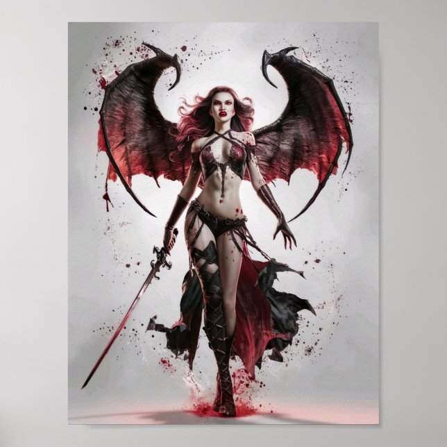 Affiche Sexy Bloody Vampire guerrier debout Majestiquement (Devant)