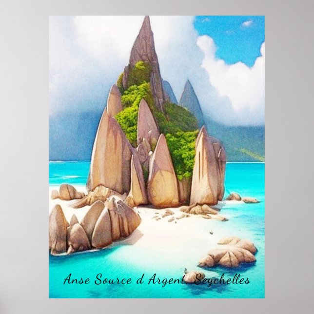 Affiche Seychelles Beach Art Ocean Lover (Devant)