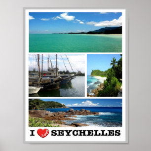 Affiche Seychelles - Mahé - I Love -