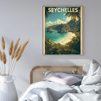 Affiche Seychelles Sérénité – Île Tropicale Vintage