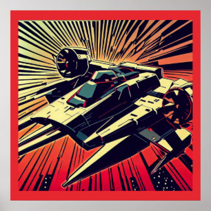 Affiche SF - Anime Starfighter Woodcut 1