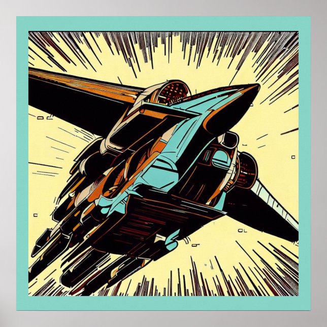 Affiche SF - Anime Starfighter Woodcut 3 (Devant)