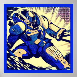 Affiche SF - Héros Anime Woodcut 4