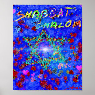 Affiche Shabbat shalom flowers 