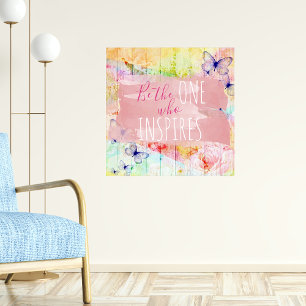 Affiche Shabby Chic Butterflies & Roses sur citation en bo