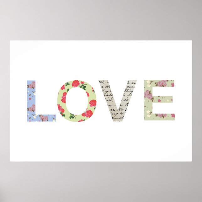 Affiche Shabby Chic Love Typography - white (Devant)