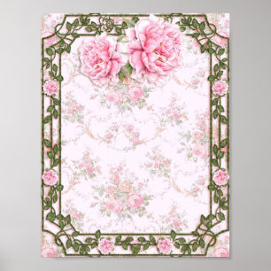 Affiche Shabby Chic Pretty Peonies