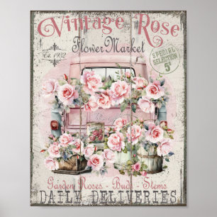 Affiche Shabby Chic Roses ramasse l'affiche du marché aux