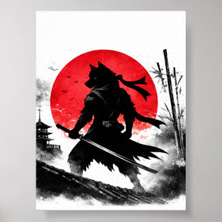Affiche Shadow Ninja Wolf Japanese pastor print