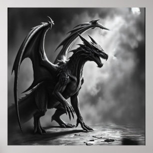 Affiche Shadowborn Majesty : Dragon Charcoal Art