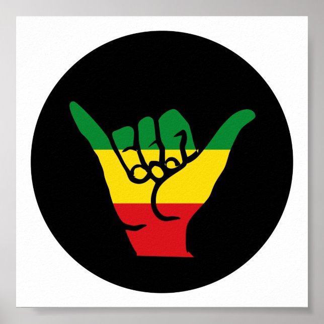 Affiche Shaka Mains Aux Couleurs Reggae (Devant)