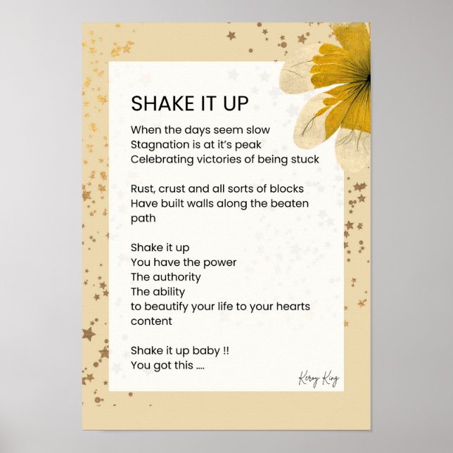 Affiche Shake It Up - Upliffing Motivational Poem Poetry (Devant)