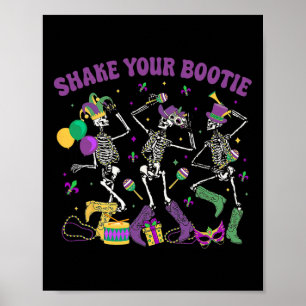 Affiche Shake Your Bootie Skeleton Mardi Gras Cowboy Boot