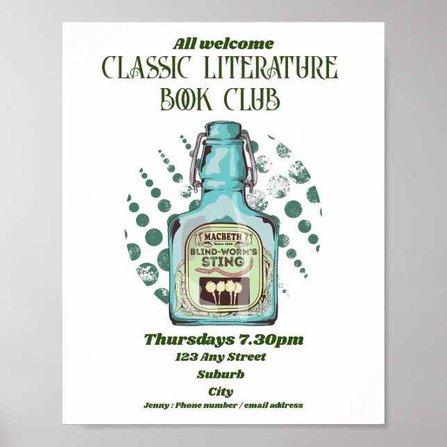 Affiche Shakespeare Macbeth Book Club (Devant)