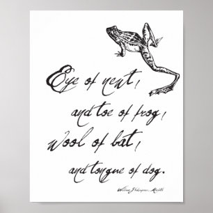 Affiche Shakespeare Macbeth Spell Citation & Frog Hallowee
