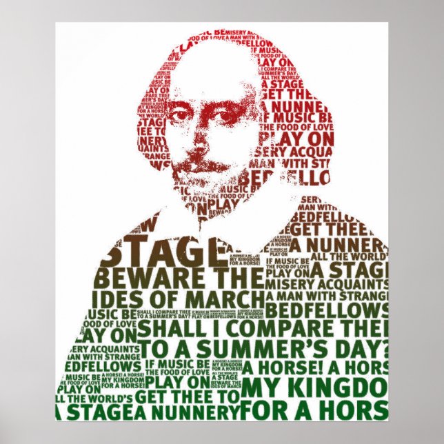 Affiche Shakespeare rouge dégradé vert (Devant)