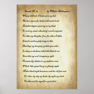 Affiche Shakespeare Sonnet 27