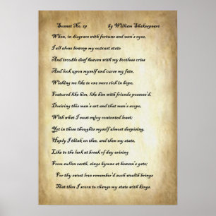 Affiche Shakespeare Sonnet 29
