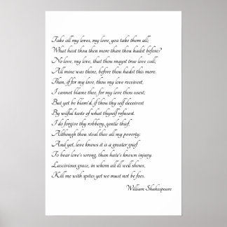 Affiche Shakespeare Sonnet Art