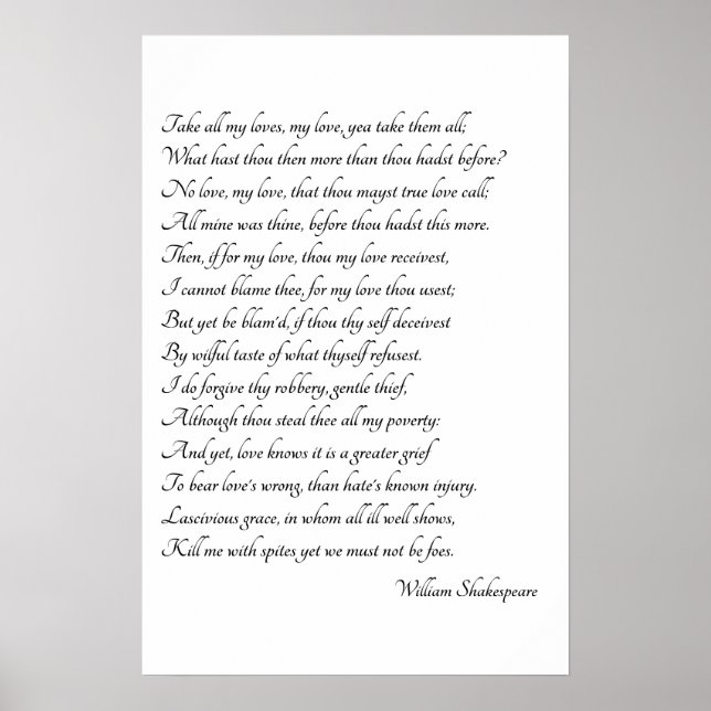 Affiche Shakespeare Sonnet Art (Devant)