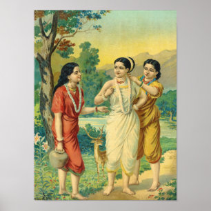 Affiche Shakuntala Sakhi par Raja Ravi Varma