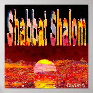 Affiche Shalom du shabbat de Coucher de soleil