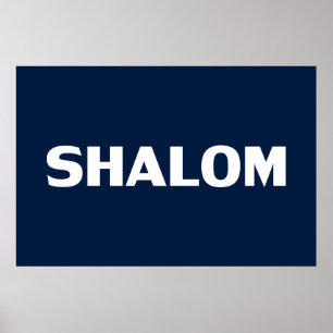 Affiche Shalom, Paix, bleu marine blanc moderne simple