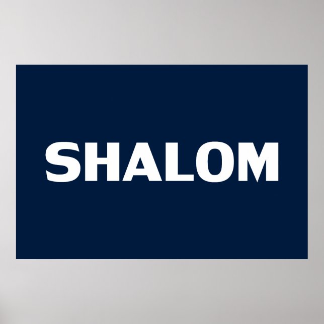 Affiche Shalom, Paix, bleu marine blanc moderne simple (Devant)