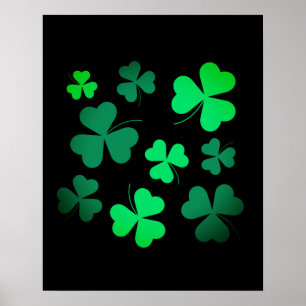 Affiche Shamrock Clover Irlande Irish Modern Green & Black