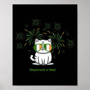 Affiche Shamrock N Roll Chat Jour de la Saint Patrick Homm