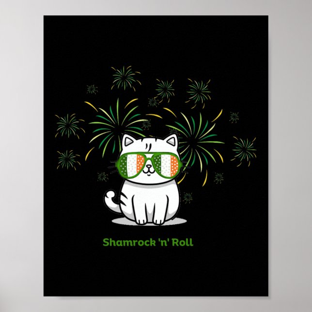 Affiche Shamrock N Roll Chat Jour de la Saint Patrick Homm (Devant)