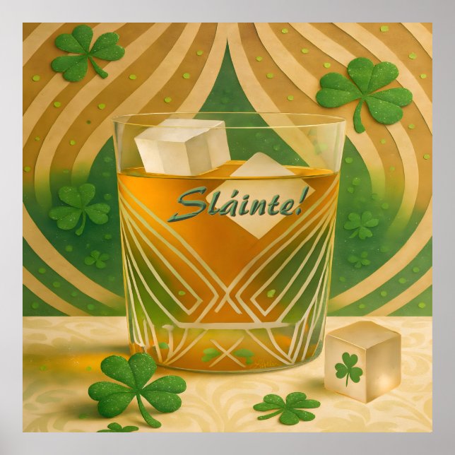 Affiche Shamrocks Irish Whiskey Tumbler "Sláinte!" (Devant)