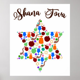 Affiche Shana Tova Rosh Hashanah Jour de l'An juif