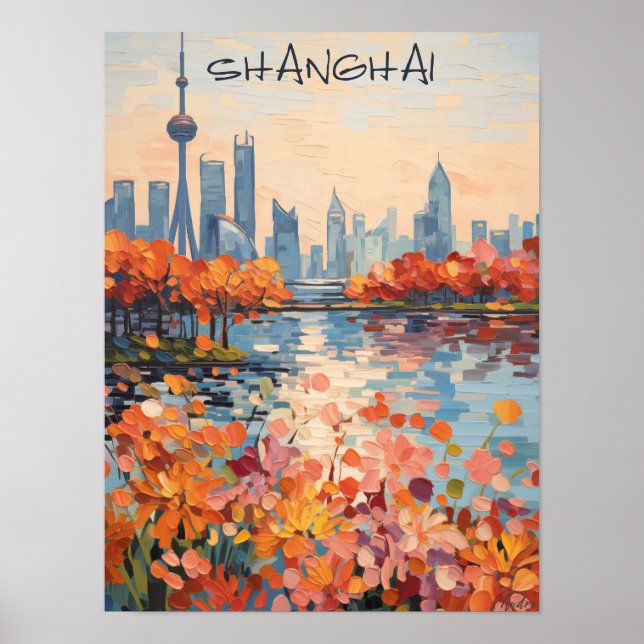 Affiche Shanghai China Travel City Painting Aesthetic (Devant)