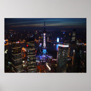 Affiche Shanghai la nuit, Chine