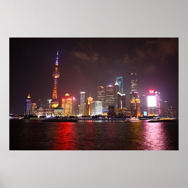 Affiche Shanghai par nuit Chine (Devant)