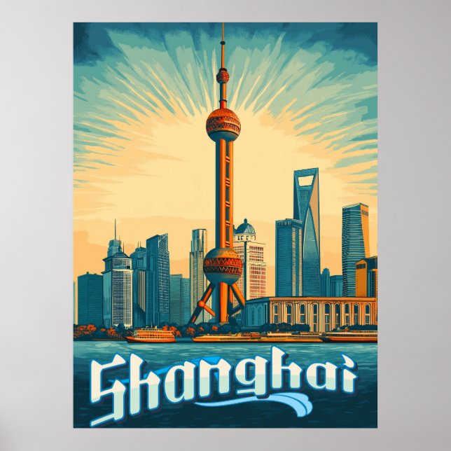 Affiche Shanghai Skyline - Magnifique paysage (Devant)