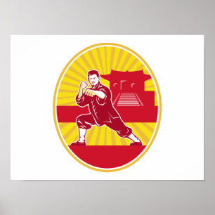 Affiche Shaolin Kung Fu Martial Arts Master Retro